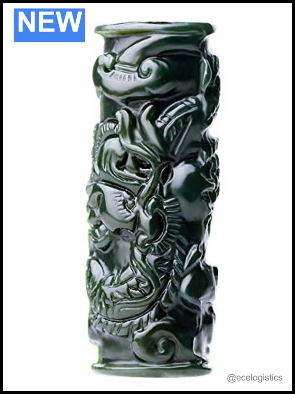 Natural Hetian Green Jade Nephrite Carved Fengshui Zodiac Dragon Pendant